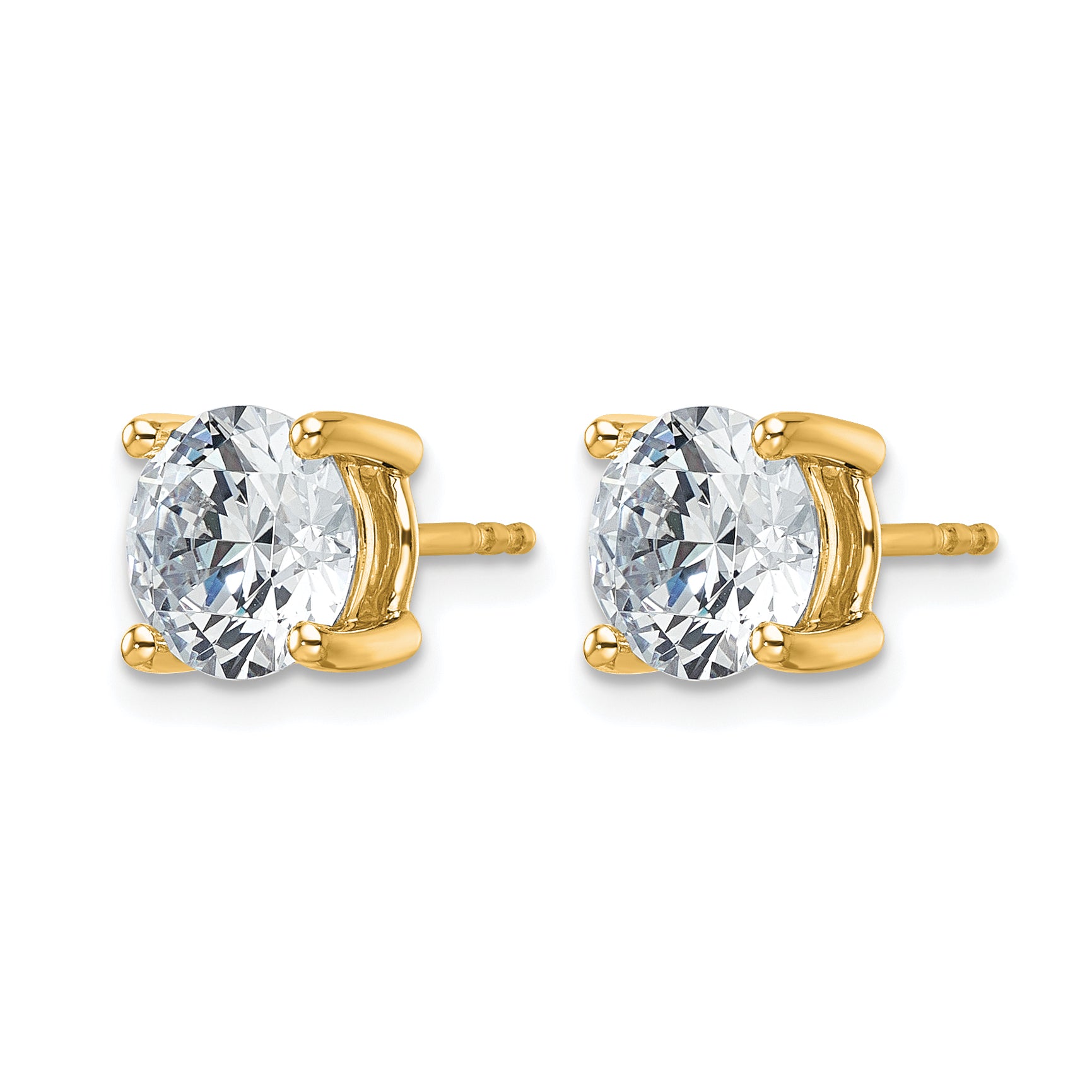14K Yellow Gold 4 ct Certified Lab-Created Diamond VS+ F+, 4-Prong Stud Earrings