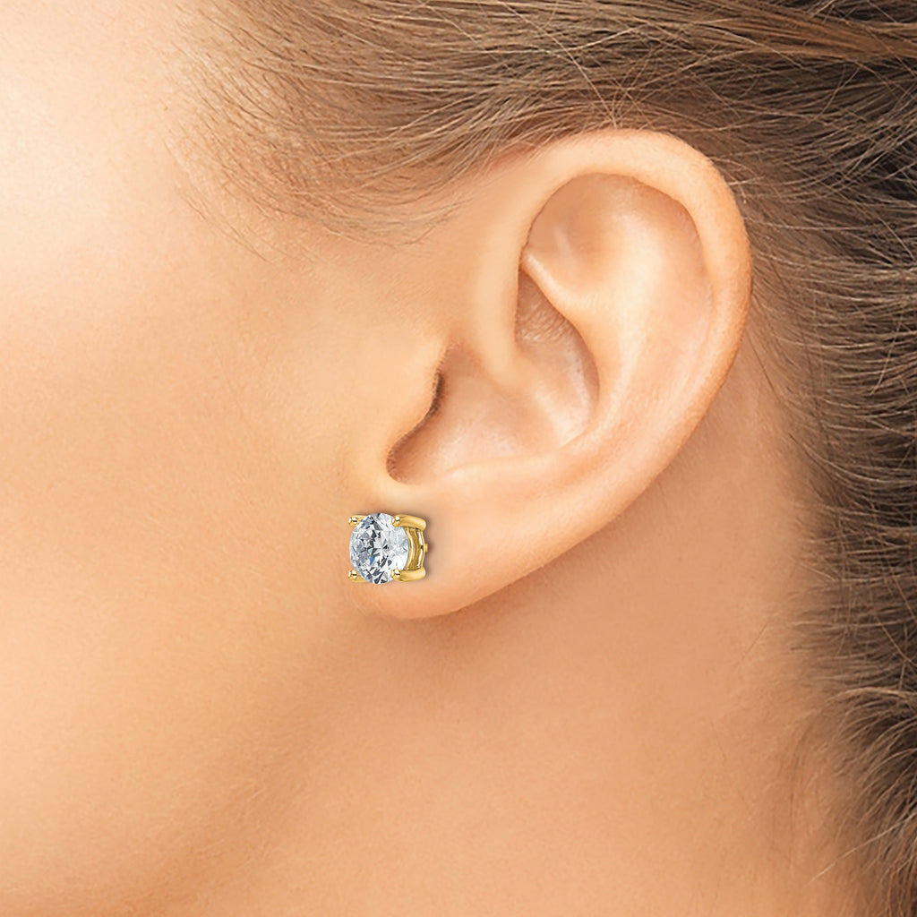 14K Yellow Gold 4 ct Certified Lab-Created Diamond VS+ F+, 4-Prong Stud Earrings