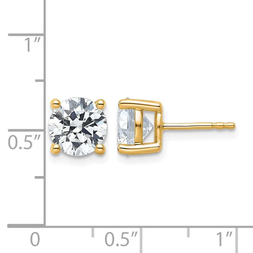 14K Yellow Gold 4 ct Certified Lab-Created Diamond VS+ F+, 4-Prong Stud Earrings