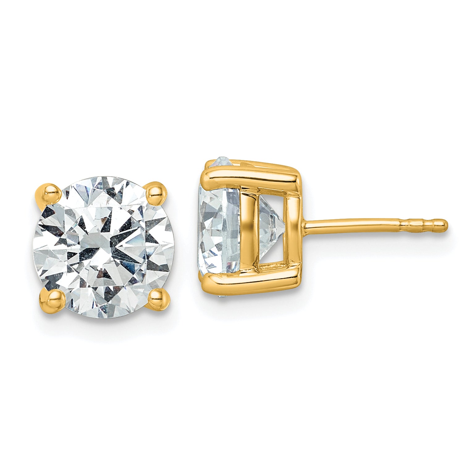 10k 5 carat Certified Lab Grown Diamond VS+ F+ Round Complete Four Prong Stud Earrings