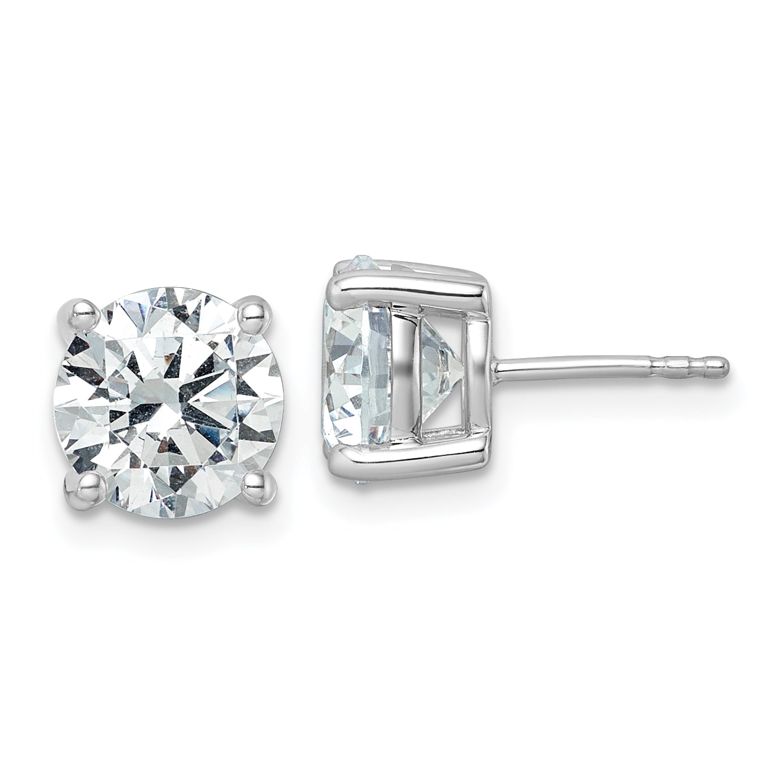 18K White Gold 5 ct Certified Lab-Created Diamond VS+ F+, 4-Prong Stud Earrings