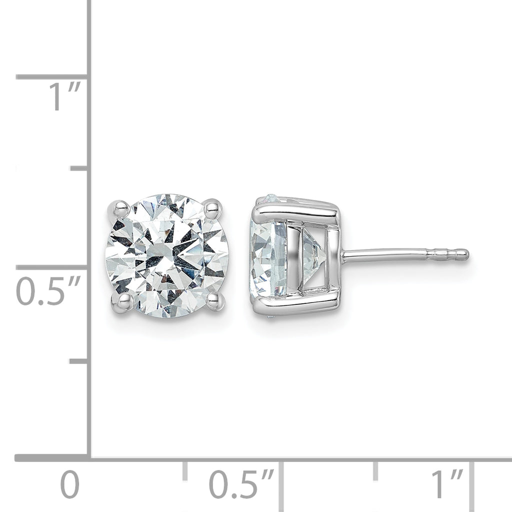 14K White Gold 5 ct Lab-Created Diamond VS+ F+, 4-Prong Stud Earrings