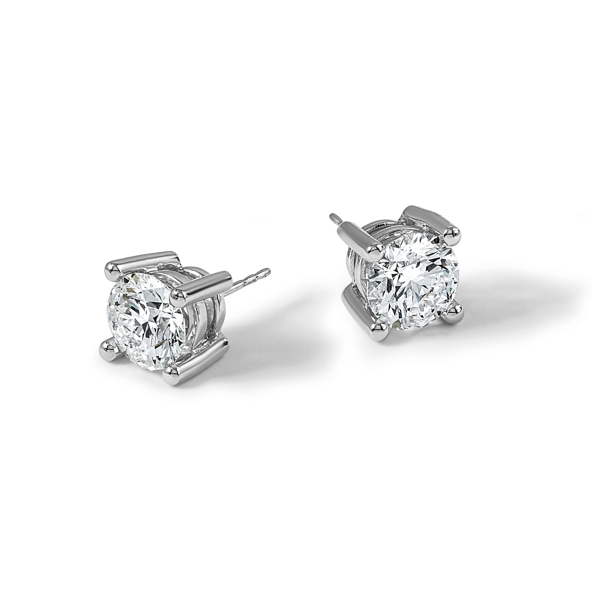 14K White Gold 5 ct Lab-Created Diamond VS/SI+ G+, 4-Prong Stud Earrings