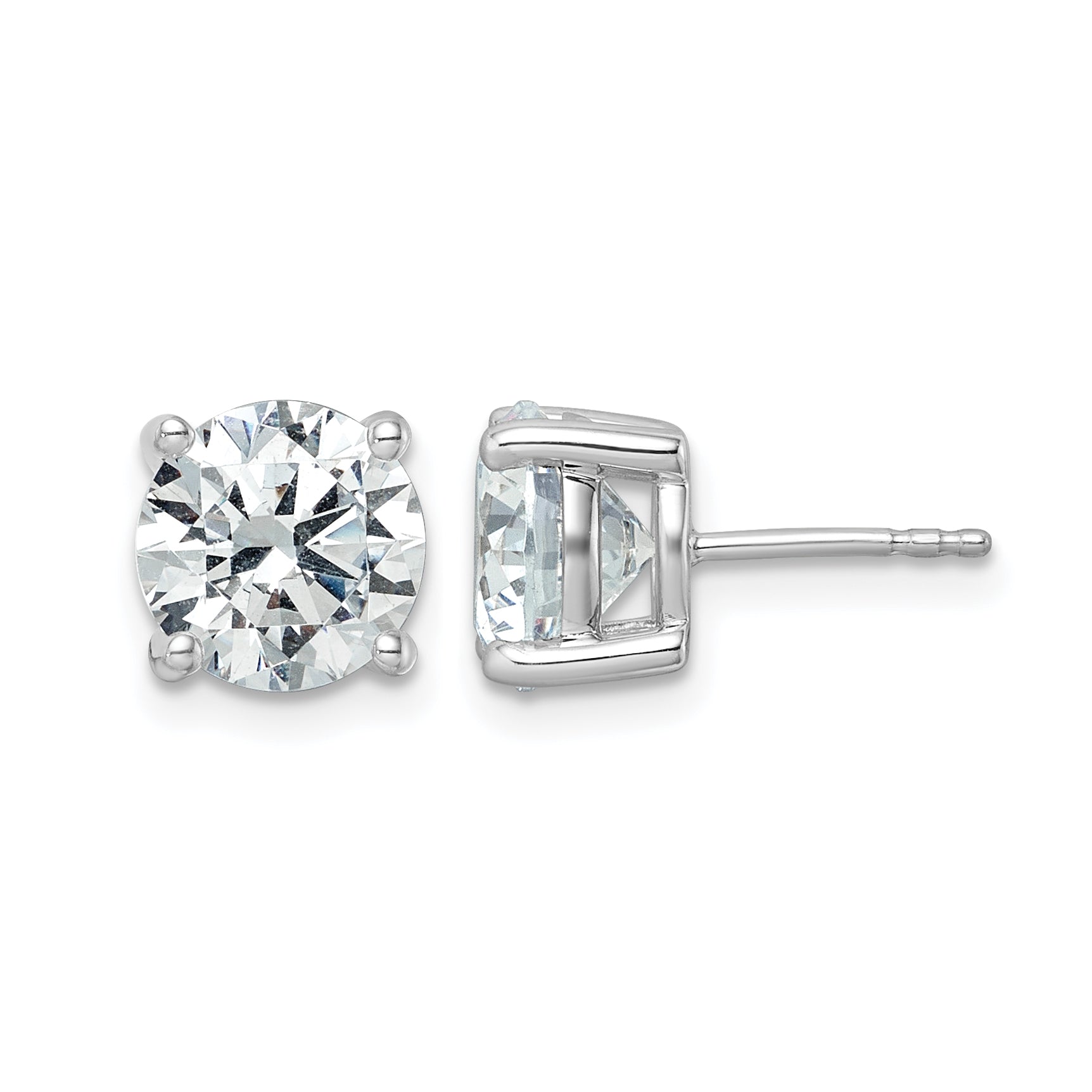 14K White Gold 5 ct Certified Lab-Created Diamond VS+ F+, 4-Prong Stud Earrings