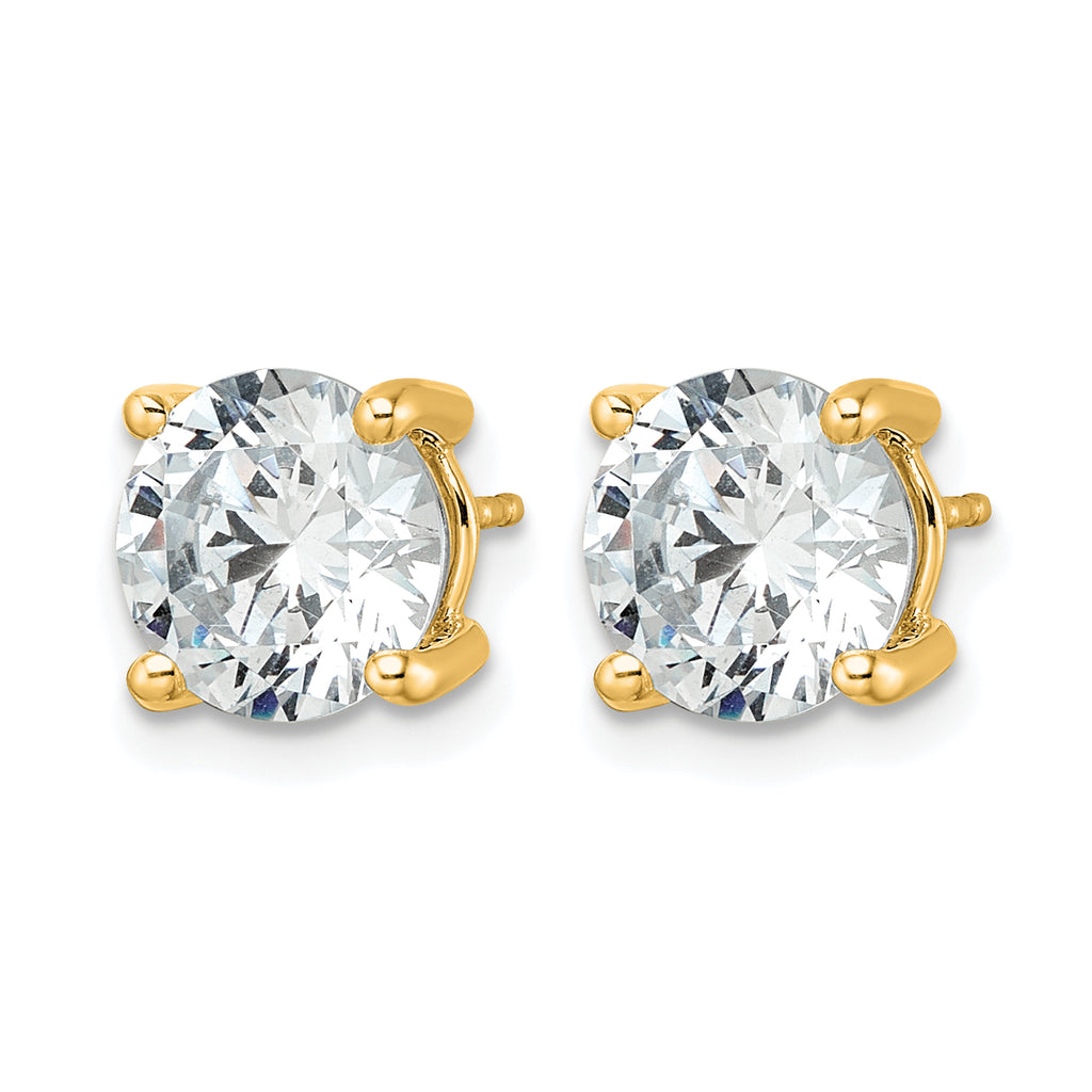 14K Yellow Gold 5 ct Lab-Created Diamond VS+ F+, 4-Prong Stud Earrings