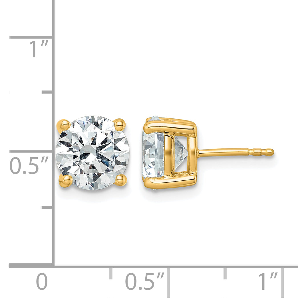 14K Yellow Gold 5 ct Certified Lab-Created Diamond VS+ F+, 4-Prong Stud Earrings