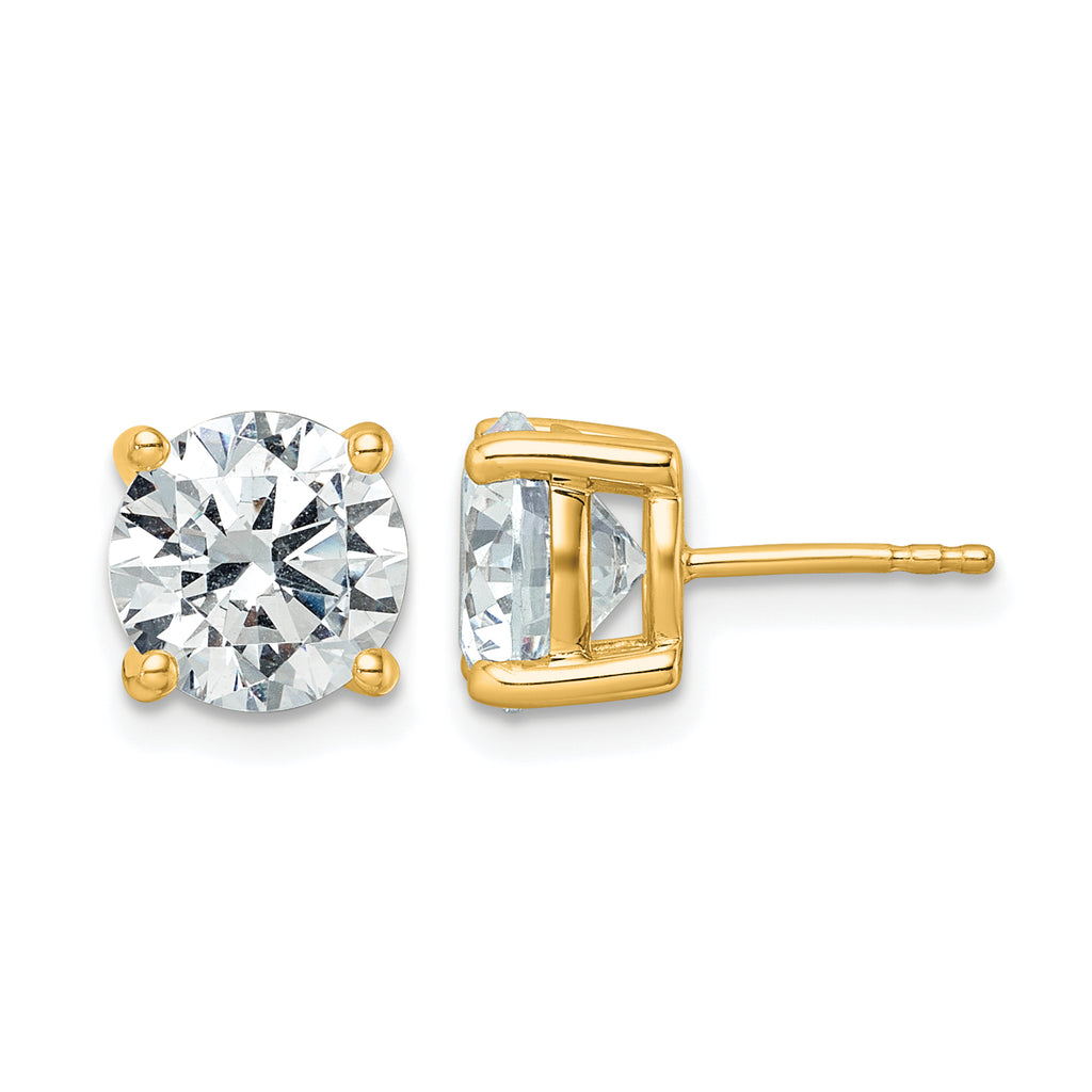 14K Yellow Gold 5 ct Certified Lab-Created Diamond VS+ F+, 4-Prong Stud Earrings