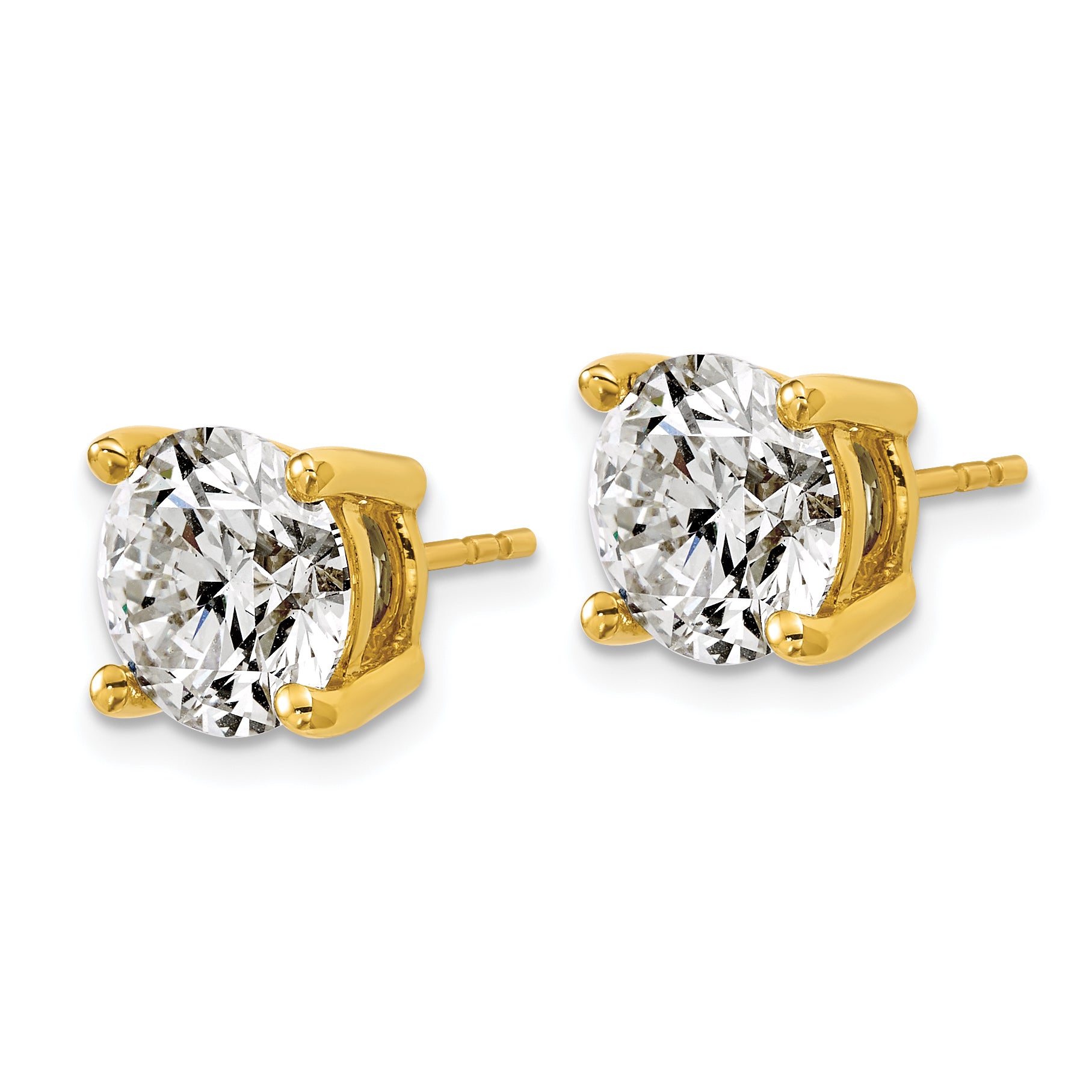 10K Yellow Gold 6 ct Certified Lab-Created Diamond VS+ F+, 4-Prong Stud Earrings