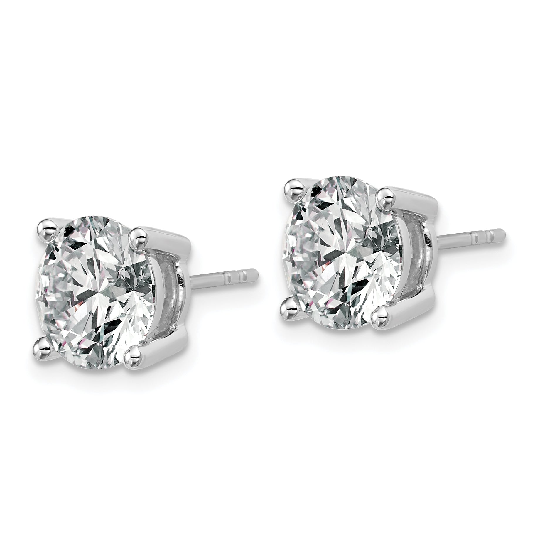 Platinum 6 carat Lab Grown Diamond VS+ F+ Round Complete Four Prong Stud Earrings Secondary image