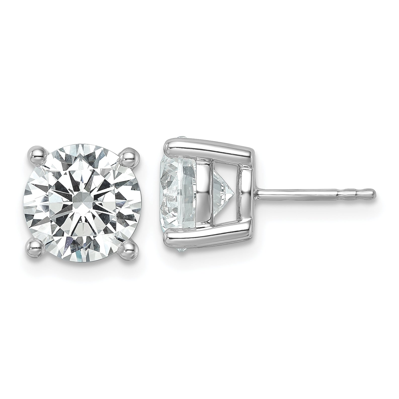 Platinum 6 carat Lab Grown Diamond VS+ F+ Round Complete Four Prong Stud Earrings