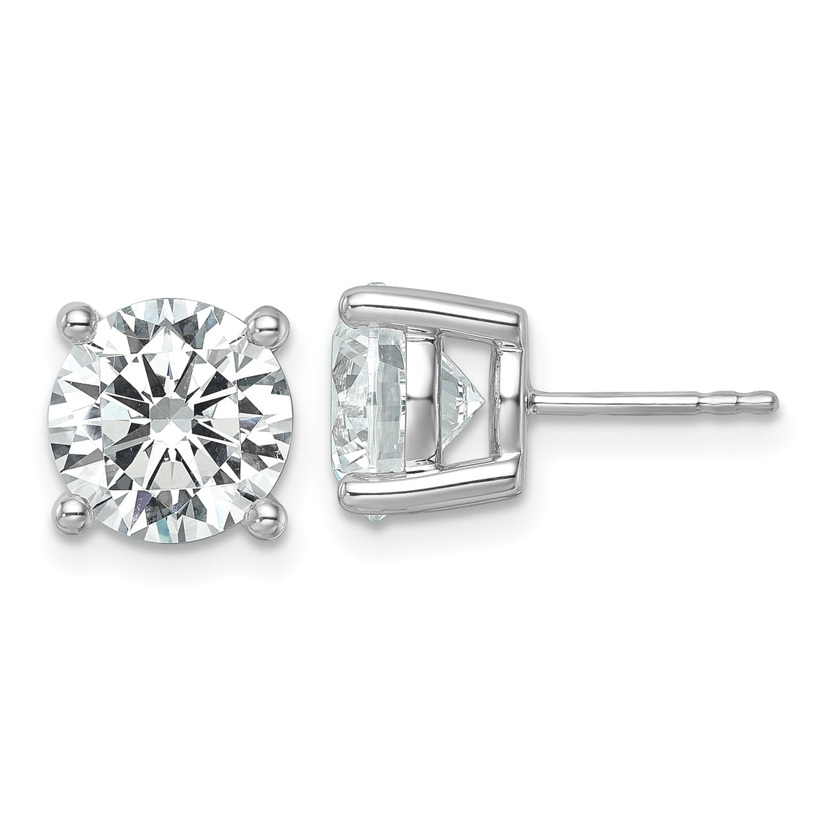 Platinum 6 carat Lab Grown Diamond VS+ F+ Round Complete Four Prong Stud Earrings