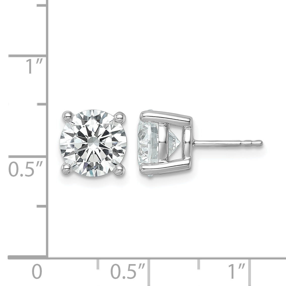 14k White Gold 6 carat Lab Grown Diamond VS+ F+ Round Complete Four Prong Heavyweight Stud Earrings