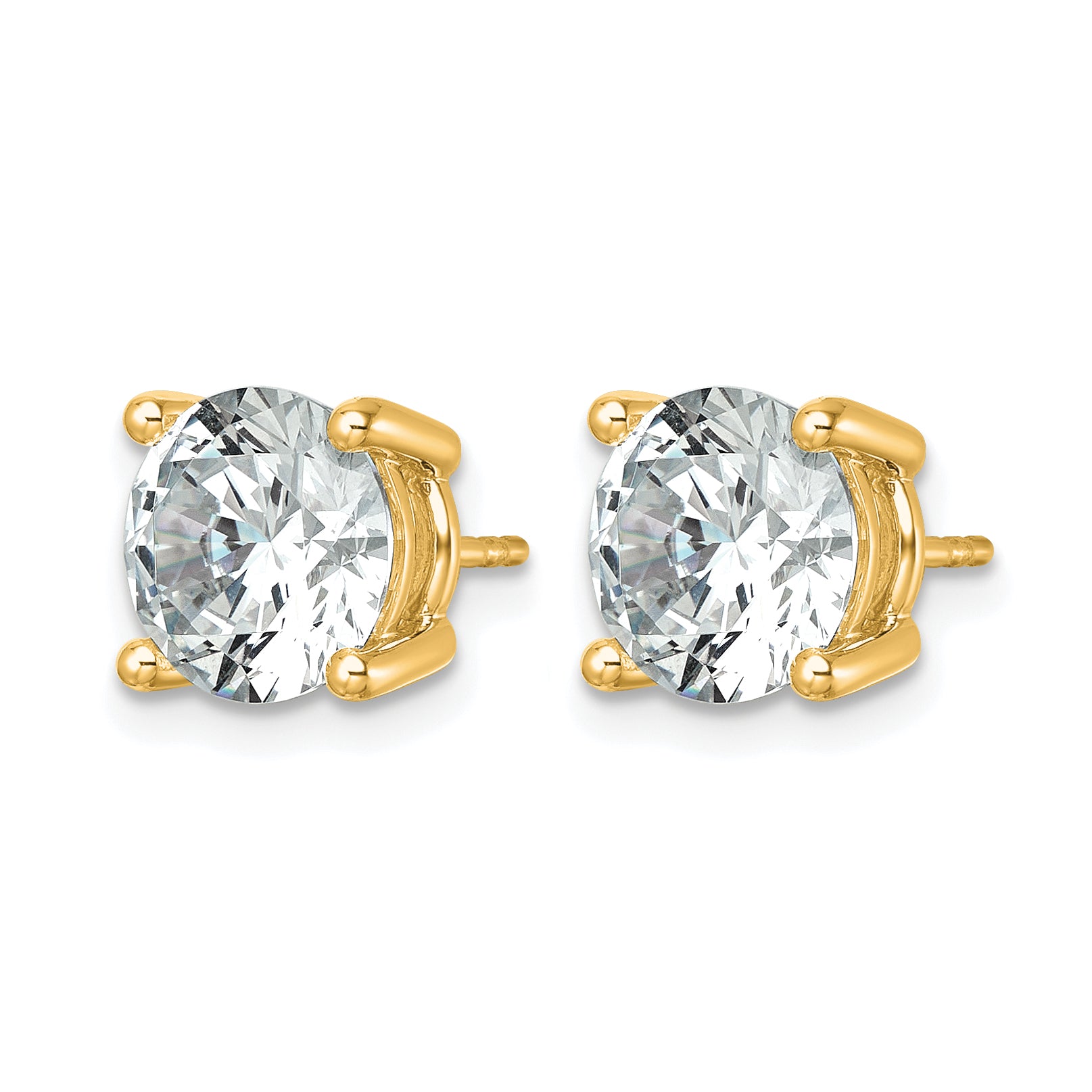 14K Yellow Gold 6 ct Certified Lab-Created Diamond VS+ F+, 4-Prong Stud Earrings
