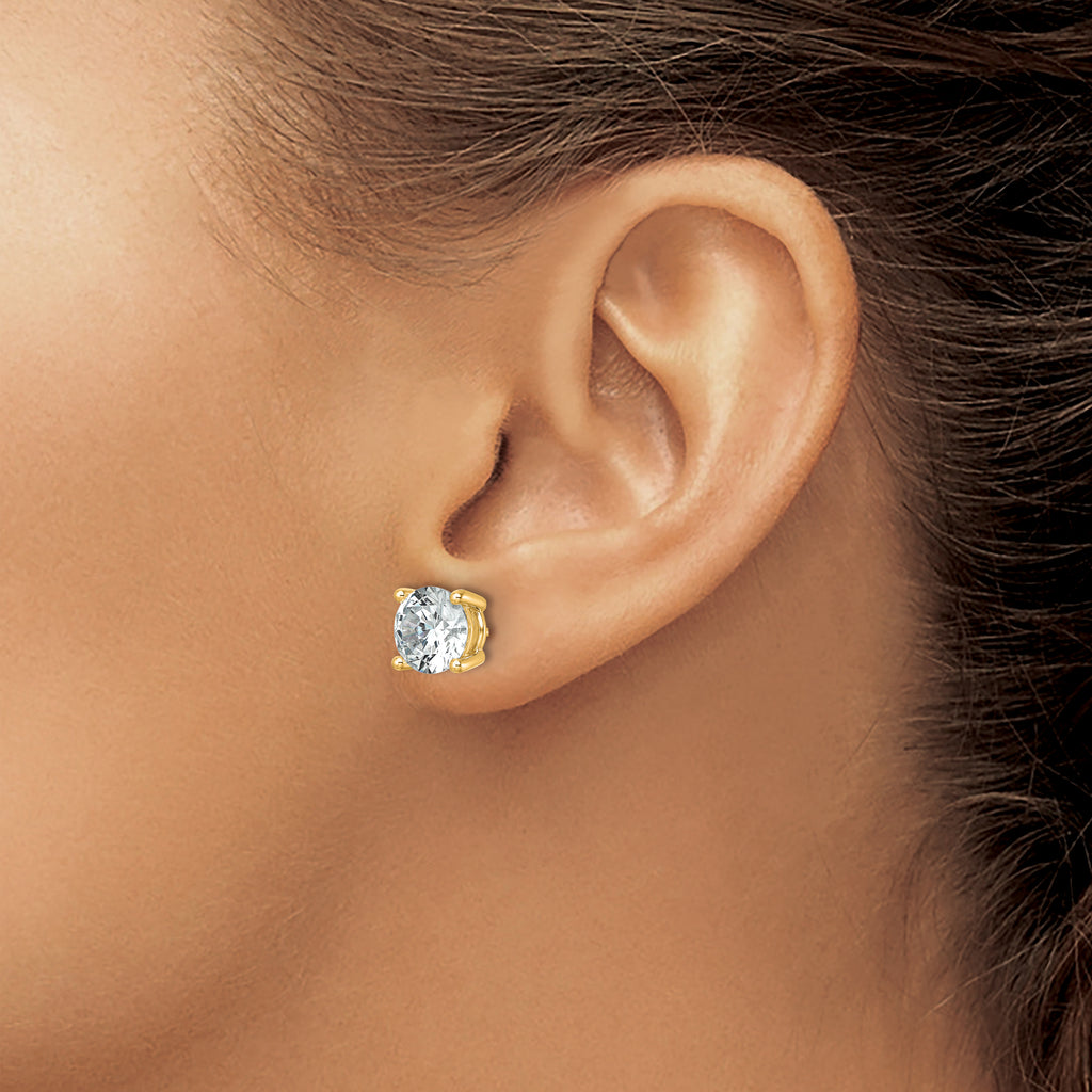 14K Yellow Gold 6 ct Lab-Created Diamond VS+ F+, 4-Prong Stud Earrings