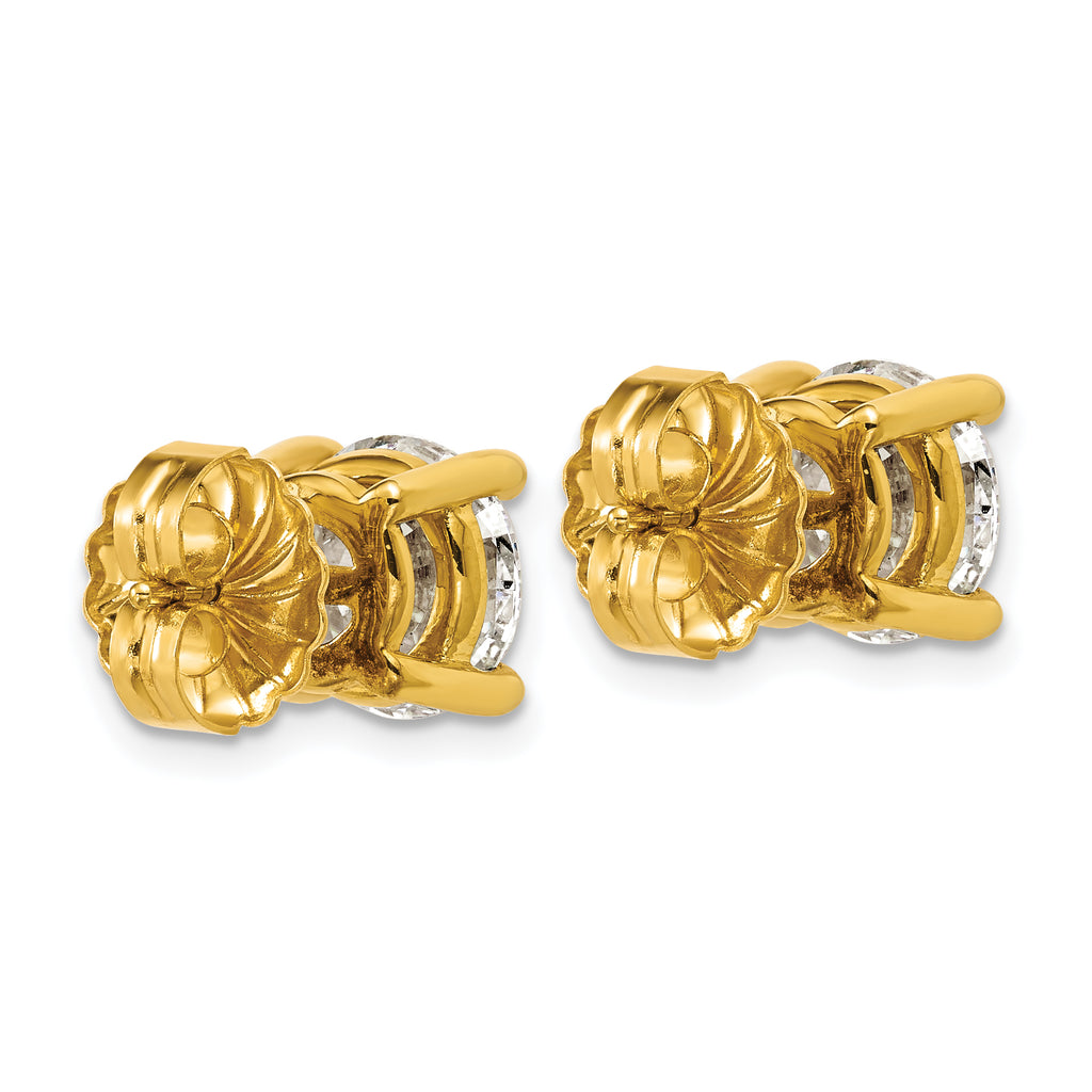 14K Yellow Gold 6 ct Certified Lab-Created Diamond VS+ F+, 4-Prong Stud Earrings