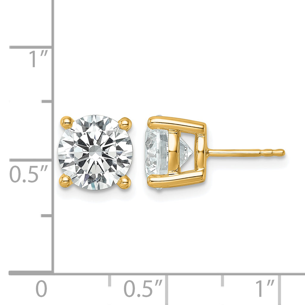 14K Yellow Gold 6 ct Certified Lab-Created Diamond VS/SI+ G+, 4-Prong Stud Earrings