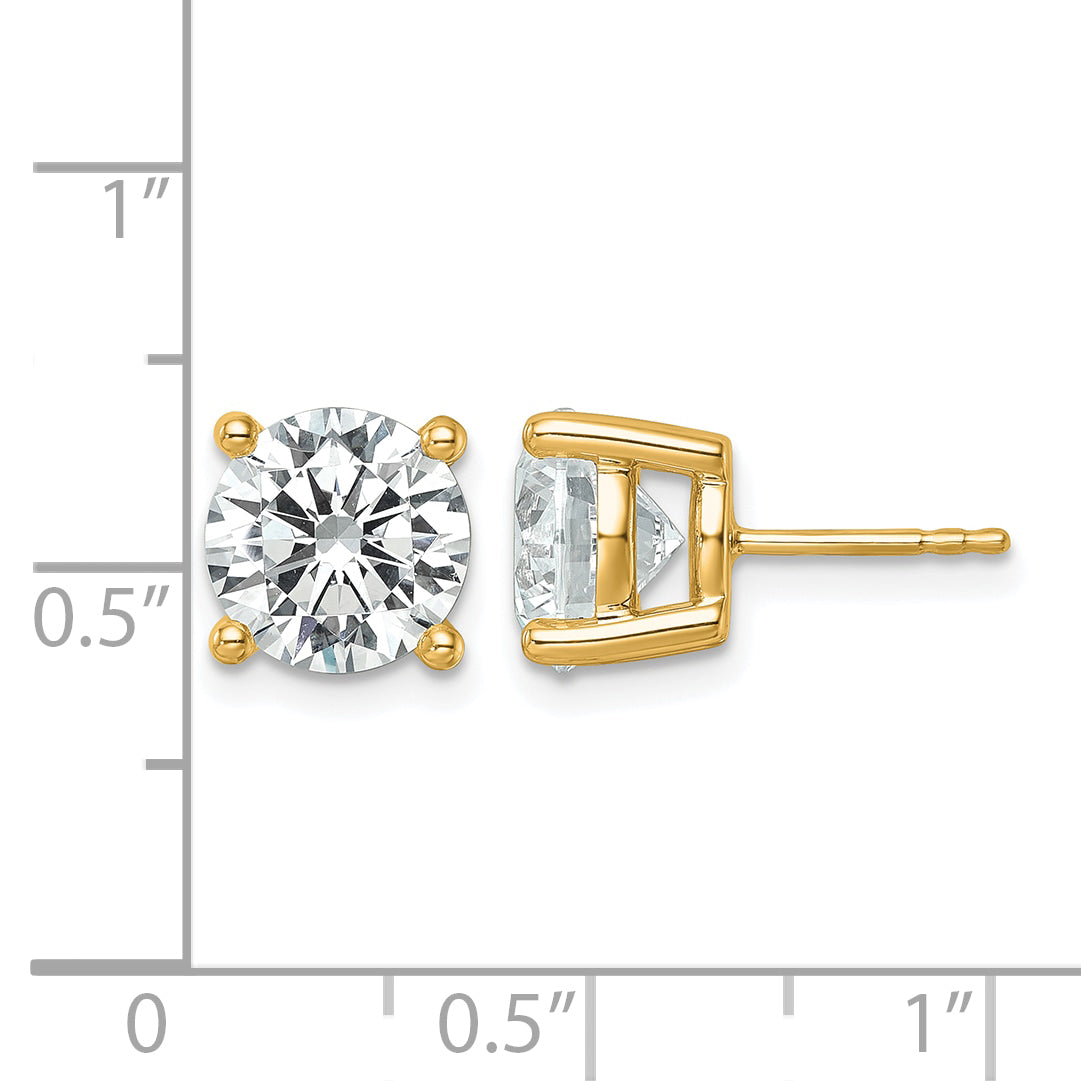 14K Yellow Gold 6 ct Certified Lab-Created Diamond VS/SI+ G+, 4-Prong Stud Earrings