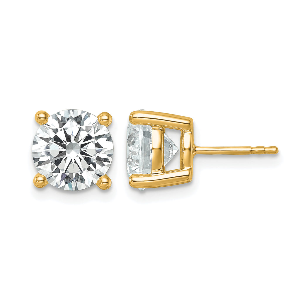 14K Yellow Gold 6 ct Certified Lab-Created Diamond VS+ F+, 4-Prong Stud Earrings