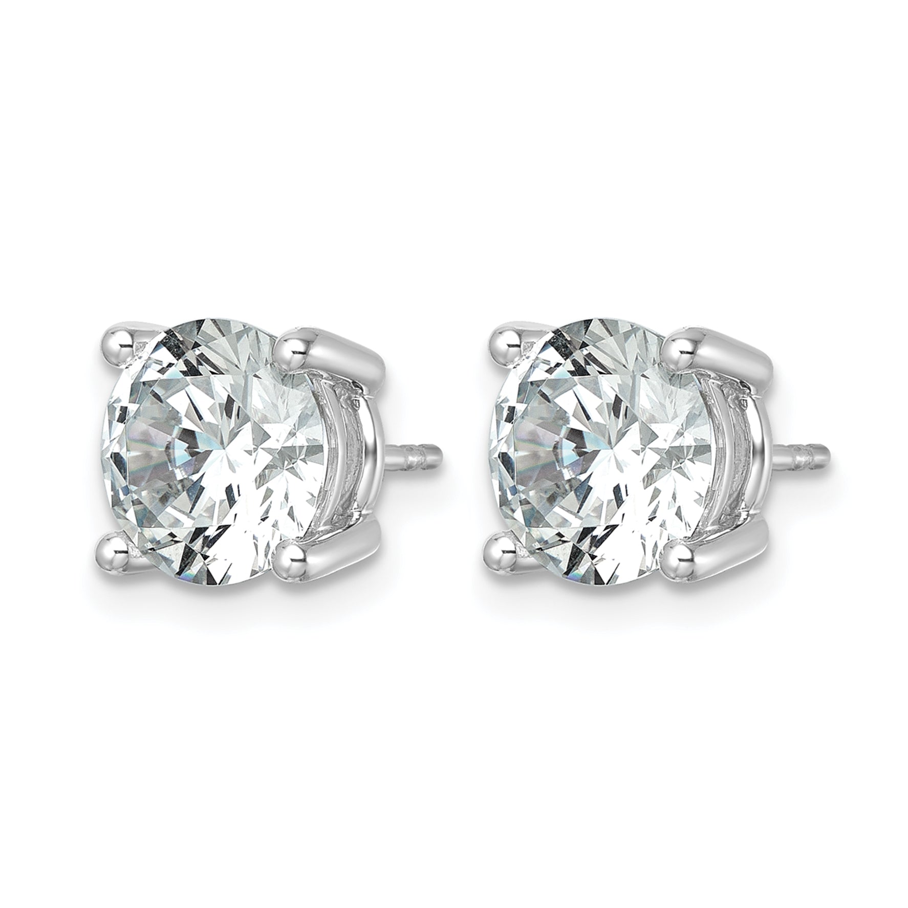 14k White Gold 7 carat Lab Grown Diamond VS/SI+ G+ Round Complete Four Prong Heavyweight Stud Earrings