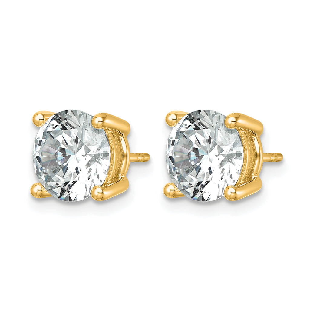 14K Yellow Gold 7 ct Certified Lab-Created Diamond VS/SI+ G+, 4-Prong Stud Earrings