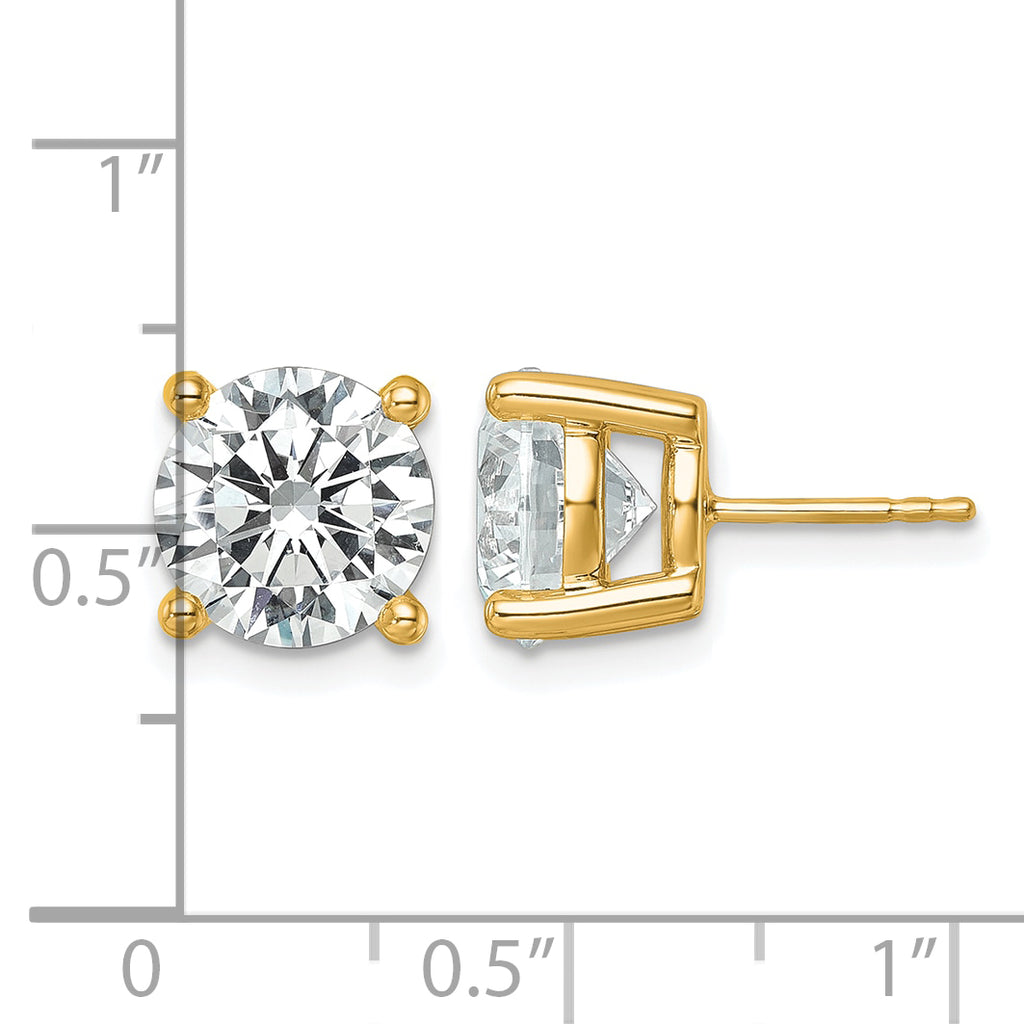 14K Yellow Gold 7 ct Certified Lab-Created Diamond VS/SI+ G+, 4-Prong Stud Earrings