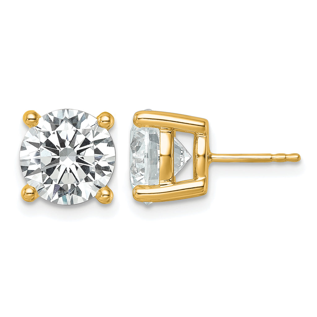 14K Yellow Gold 7 ct Lab-Created Diamond VS/SI+ G+, 4-Prong Stud Earrings