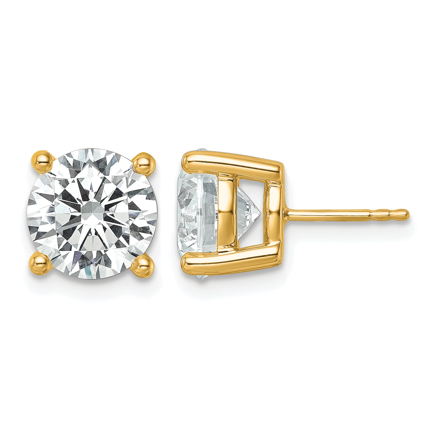 14K Yellow Gold 7 ct Lab-Created Diamond VS/SI+ G+, 4-Prong Stud Earrings