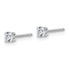 10k White Gold 1/4 carat Lab Grown Diamond VS+ F+ Round Complete Four Prong Stud Earrings