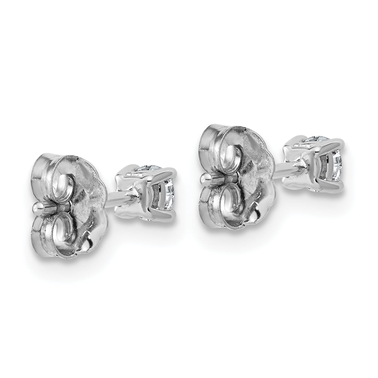 10k White Gold 1/4 carat Lab Grown Diamond VS+ F+ Round Complete Four Prong Stud Earrings