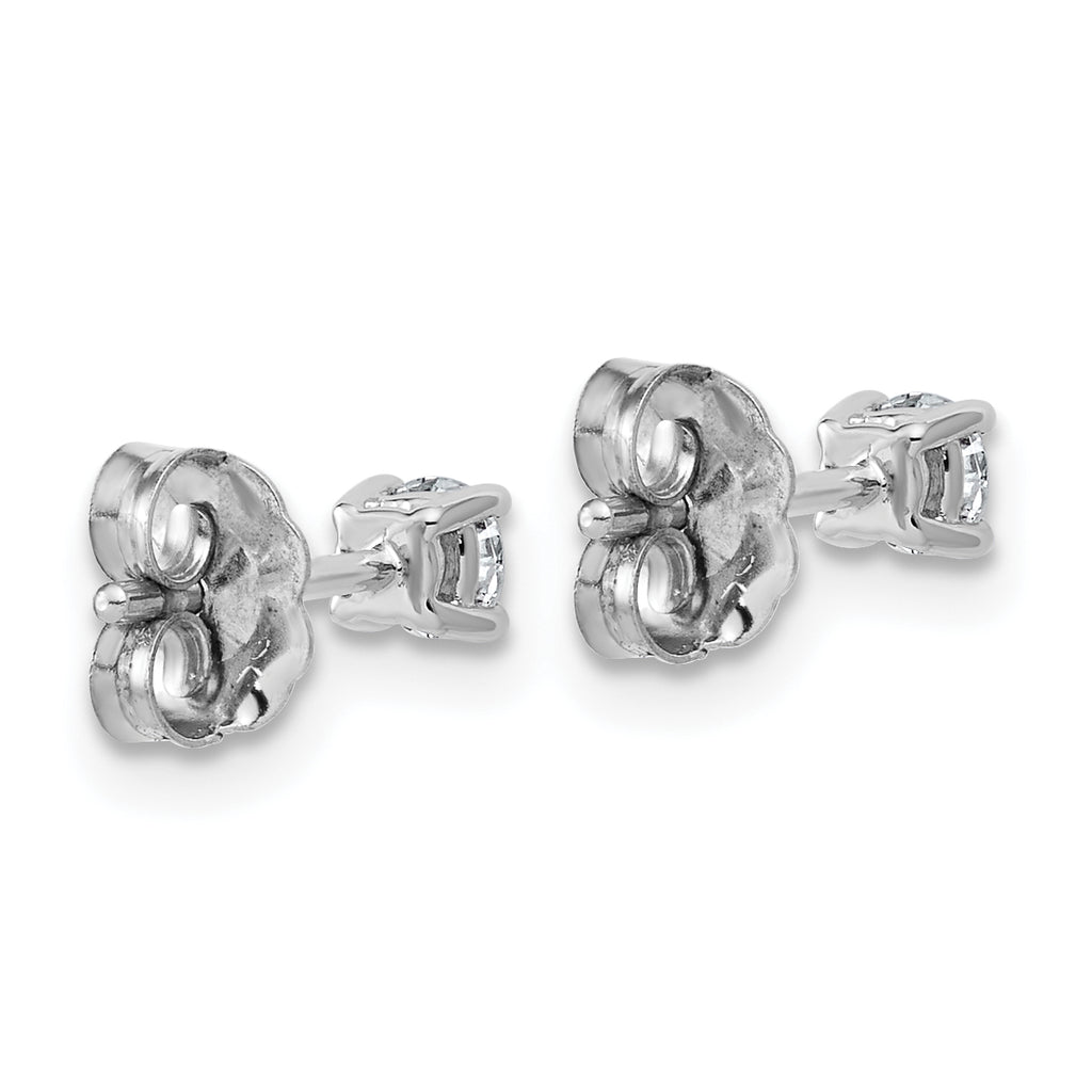 10k White Gold 1/4 carat Lab Grown Diamond VS+ F+ Round Complete Four Prong Stud Earrings