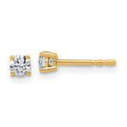 14K Yellow Gold 1/4 ct Certified Lab-Created Diamond VS+ F+, 4-Prong Stud Earrings