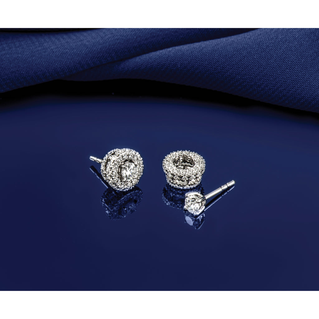 10K White Gold 3/4 ct Lab-Created Diamond VS+ F+, 4-Prong Stud Earrings