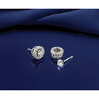 10K White Gold 1 ct Lab-Created Diamond VS+ F+, 4-Prong Stud Earrings