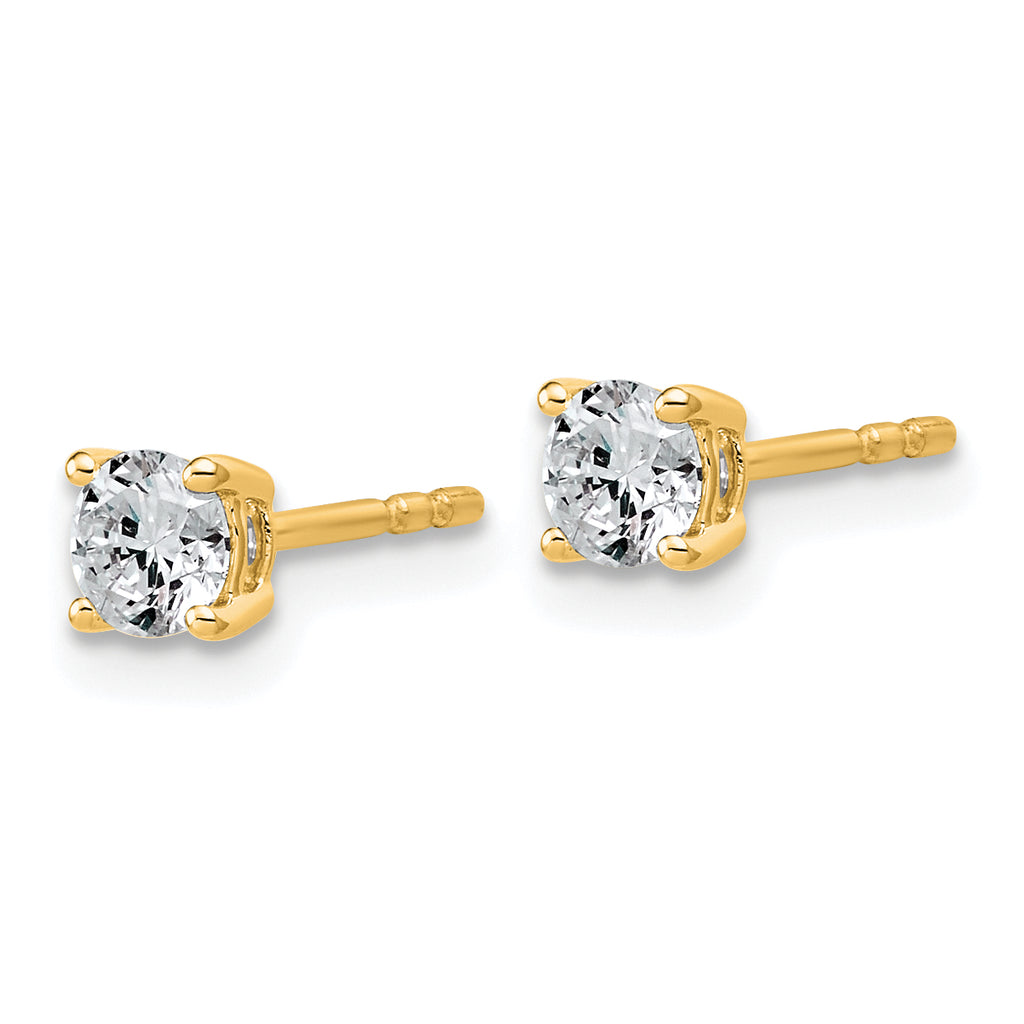 10K Yellow Gold 1/2 ct Lab-Created Diamond VS+ F+, 4-Prong Stud Earrings