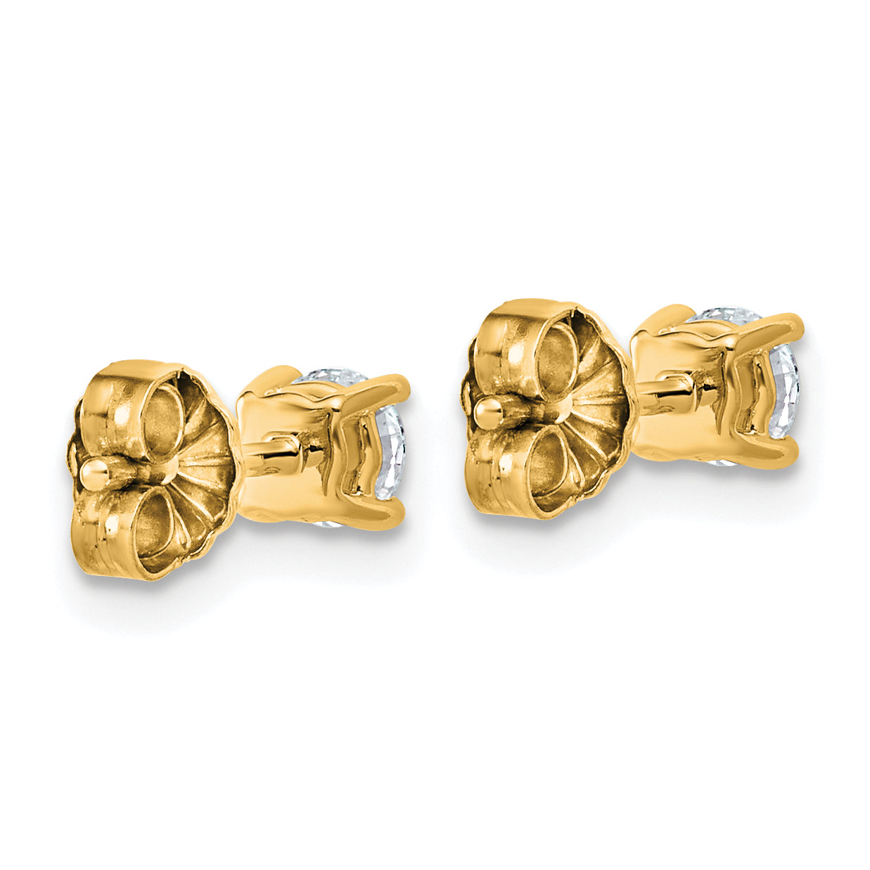 14k 1/2 carat Certified Lab Grown Diamond VS+ F+ Round Complete Four Prong Lightweight Stud Earrings