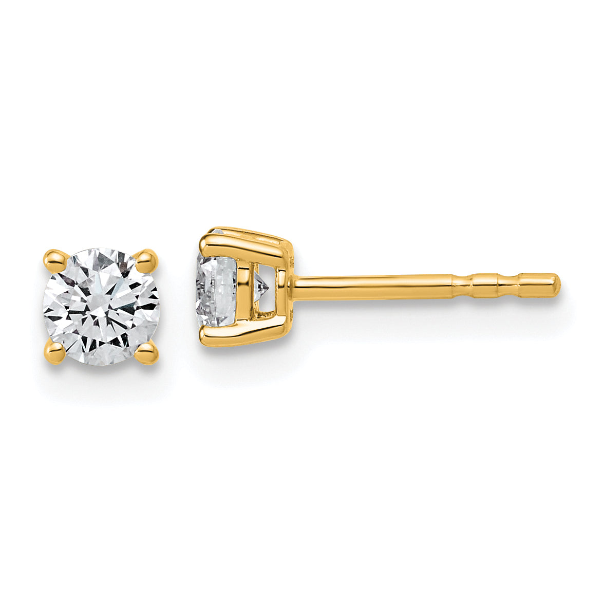 14k 1/2 carat Certified Lab Grown Diamond VS+ F+ Round Complete Four Prong Lightweight Stud Earrings