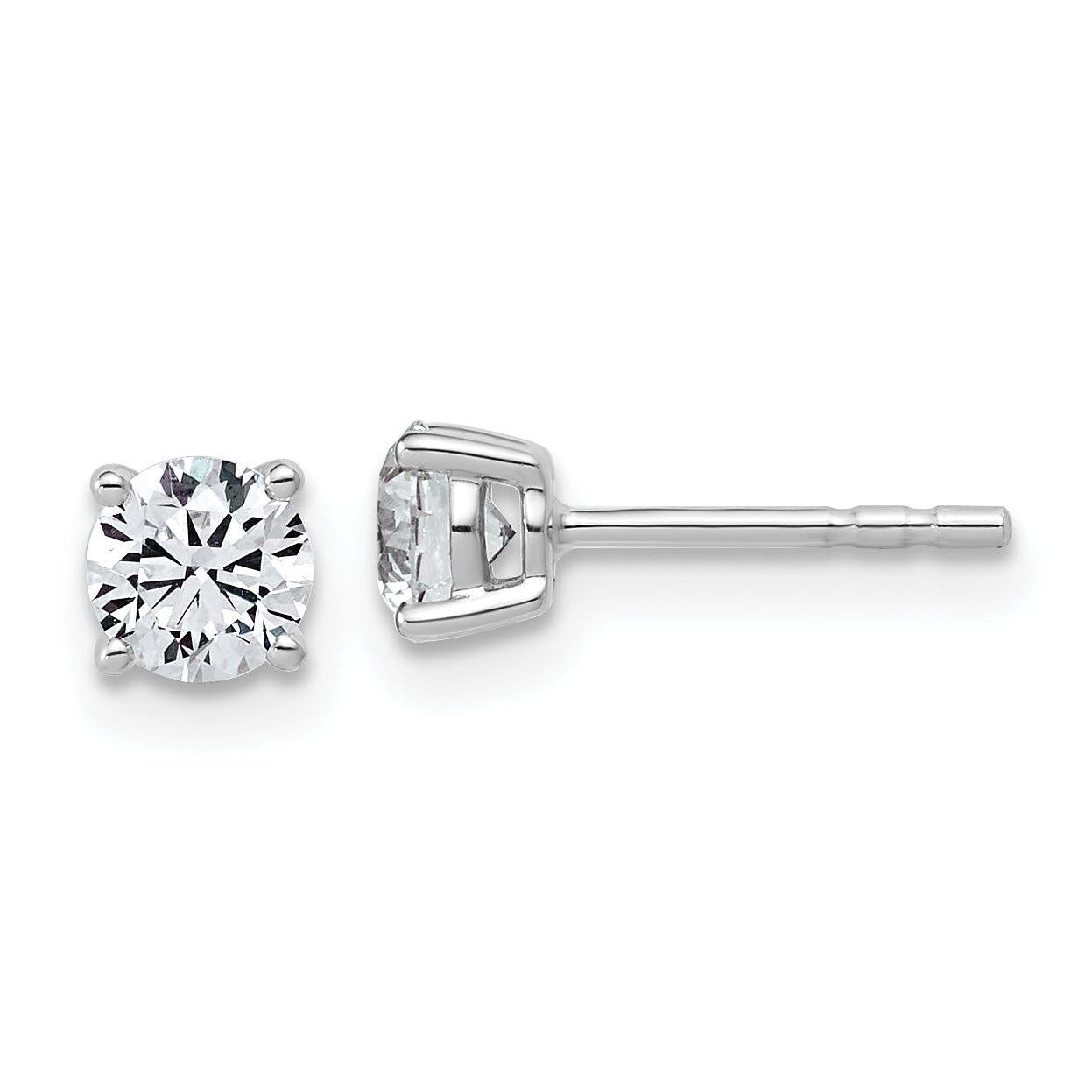 10K White Gold 5/8 ct Lab-Created Diamond VS+ F+, 4-Prong Stud Earrings