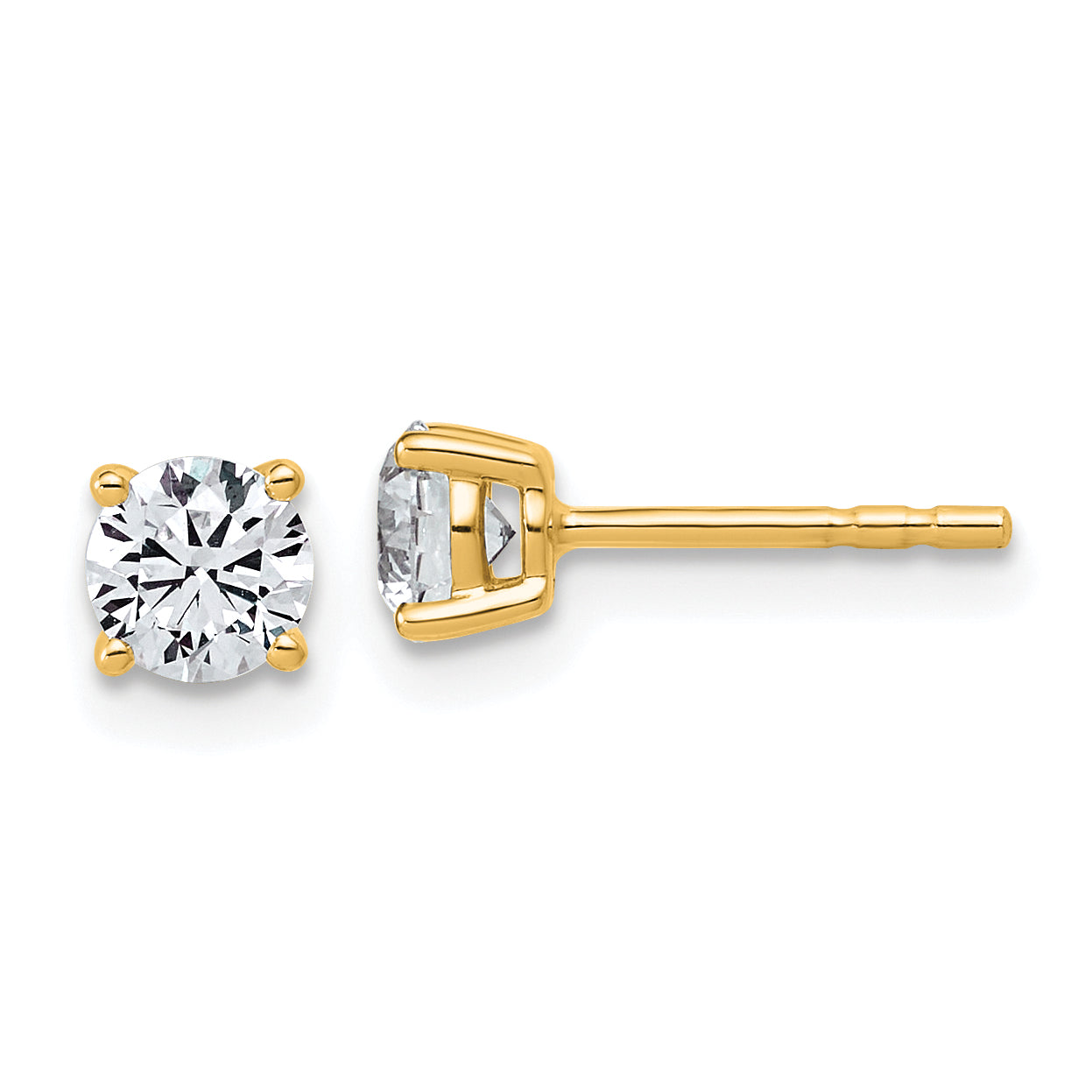 14K Yellow Gold 5/8 ct Lab-Created Diamond VS+ F+, 4-Prong Stud Earrings Main image