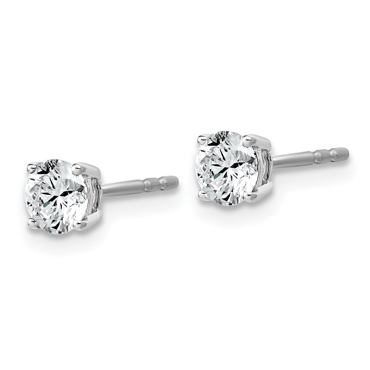 10K White Gold 3/4 ct Lab-Created Diamond VS+ F+, 4-Prong Stud Earrings Secondary image