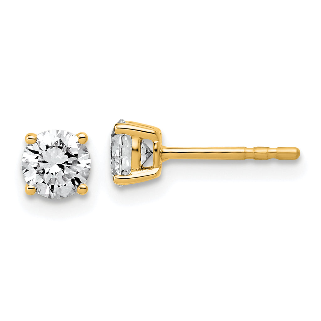 14K Yellow Gold 3/4 ct Lab-Created Diamond VS+ F+, 4-Prong Stud Earrings
