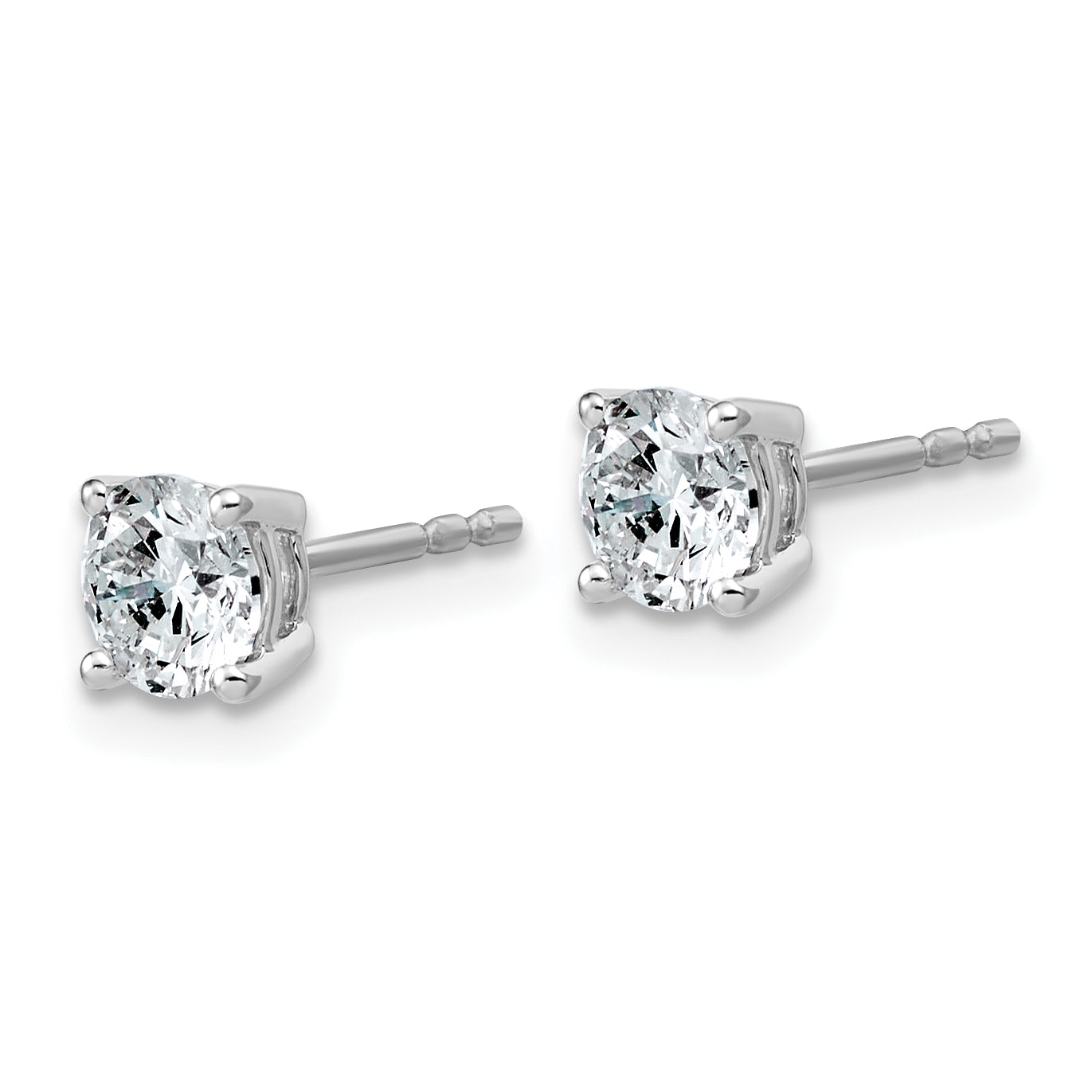 10K White Gold 1 ct Lab-Created Diamond VS+ F+, 4-Prong Stud Earrings Secondary image