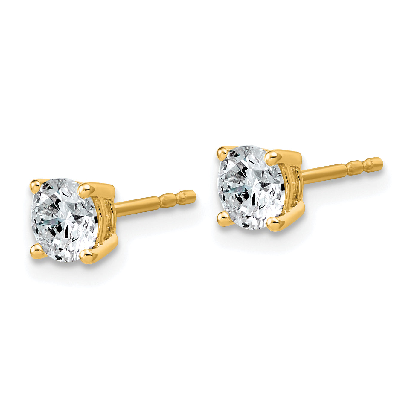 14k 1 carat Lab Grown Diamond VS+ F+ Round Complete Four Prong Lightweight Stud Earrings Secondary image