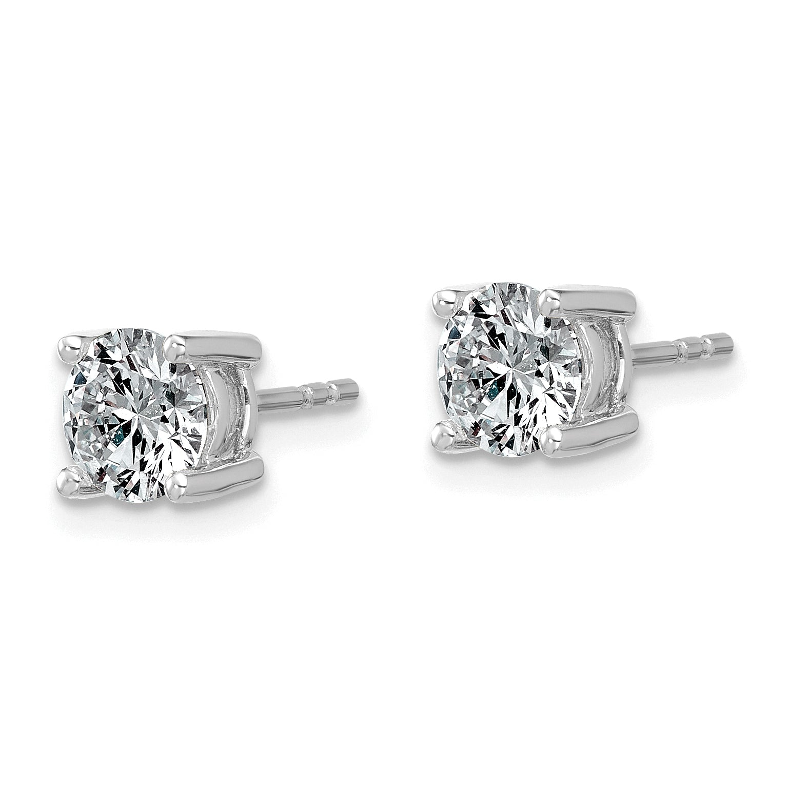 10K White Gold 1 1/2 ct Lab-Created Diamond VS+ F+, 4-Prong Stud Earrings