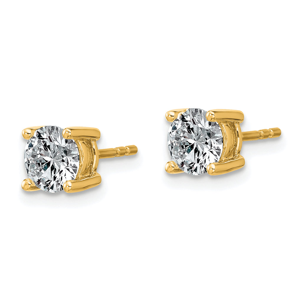 10K Yellow Gold 1 1/2 ct Lab-Created Diamond VS+ F+, 4-Prong Stud Earrings