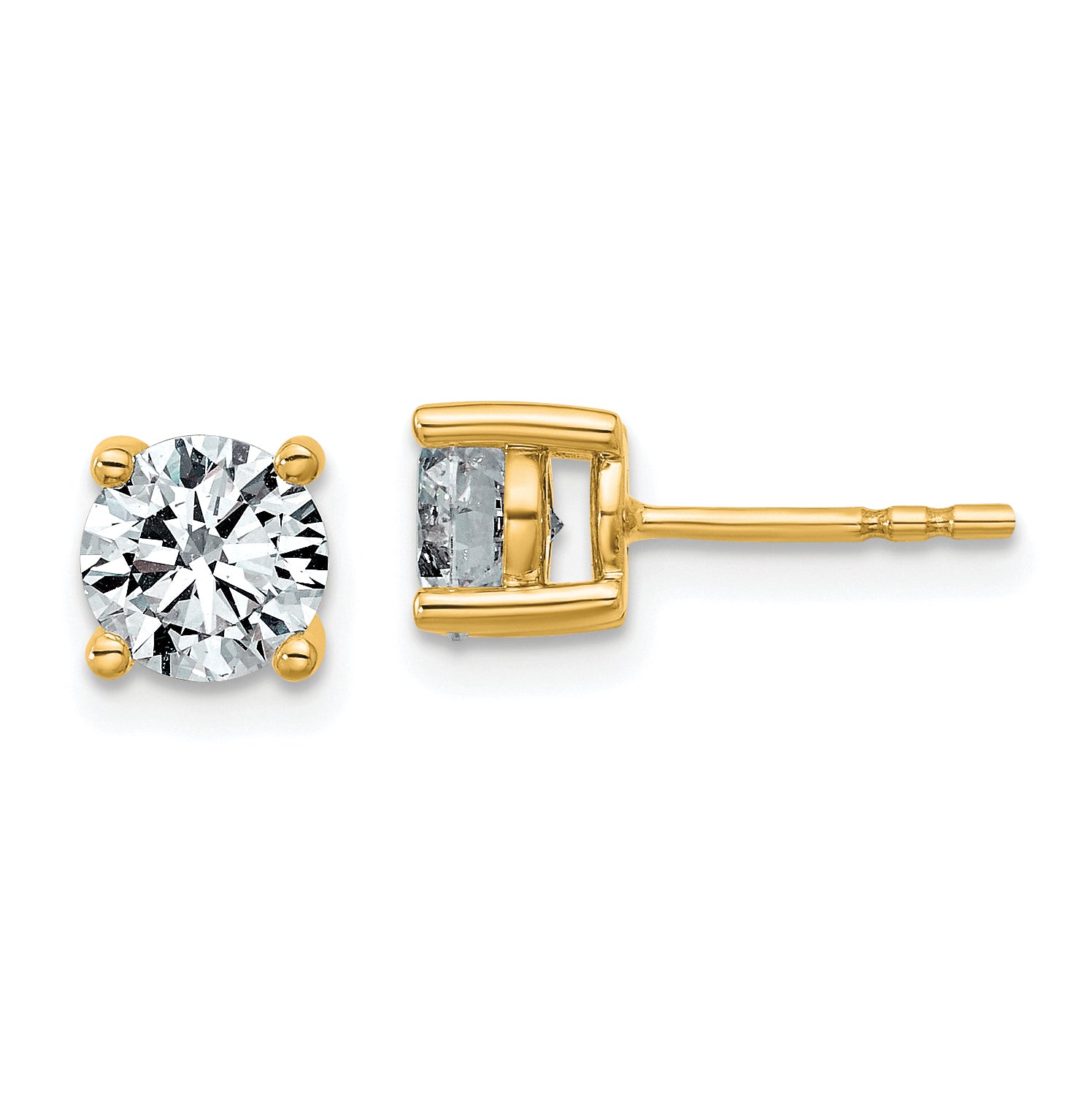 10K Yellow Gold 1 1/2 ct Lab-Created Diamond VS+ F+, 4-Prong Stud Earrings