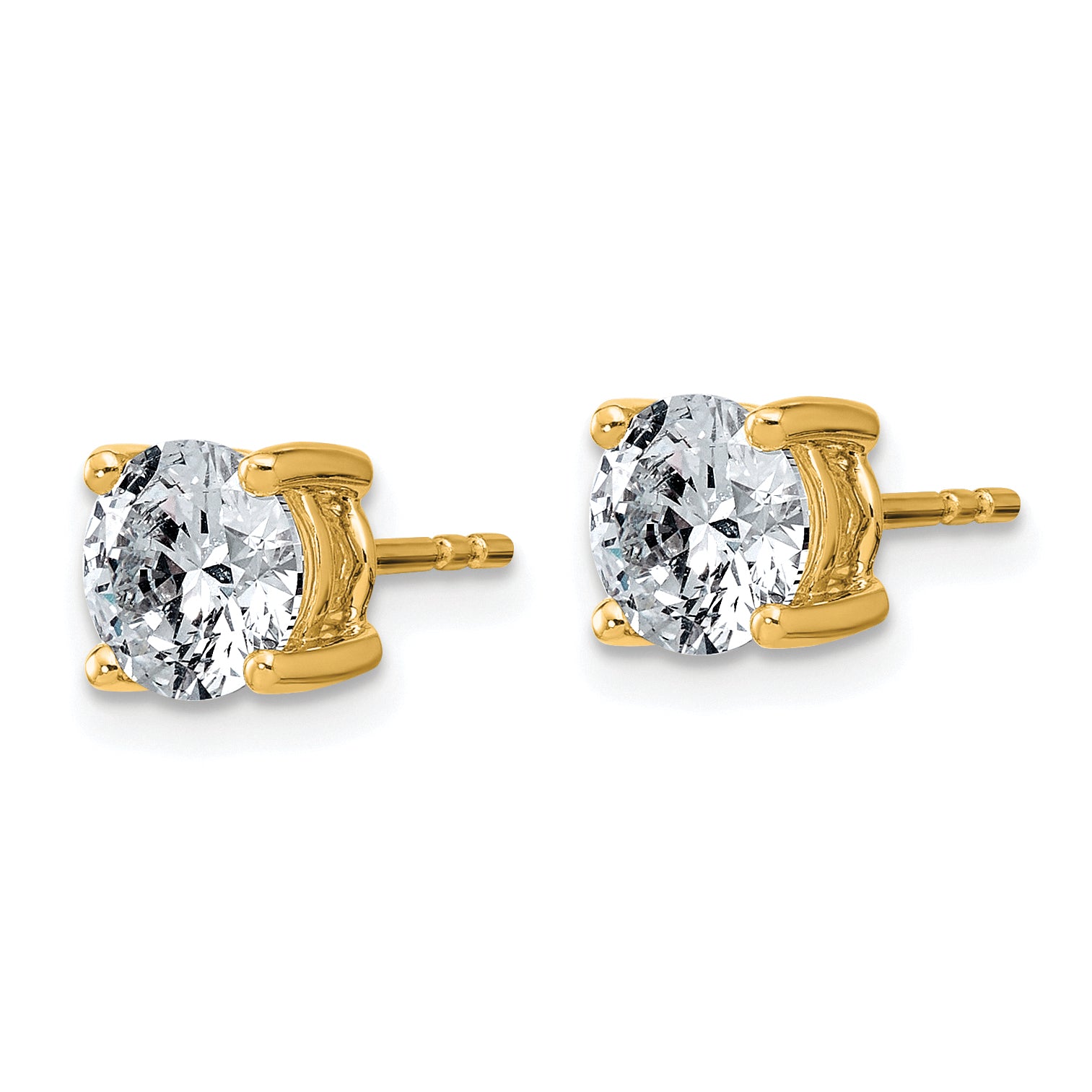 10K Yellow Gold 2 ct Lab-Created Diamond VS+ F+, 4-Prong Stud Earrings Secondary image