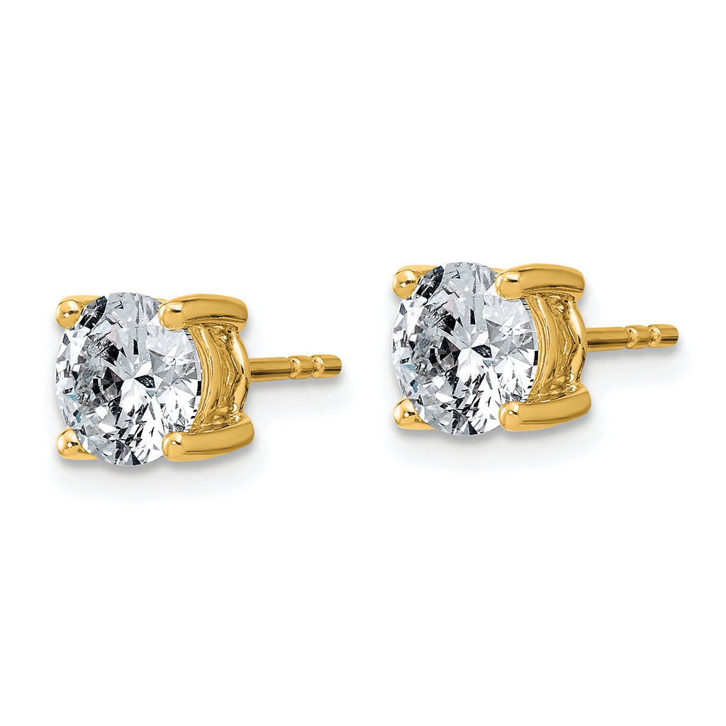 14K Yellow Gold 2 ct Lab-Created Diamond VS+ F+, 4-Prong Stud Earrings
