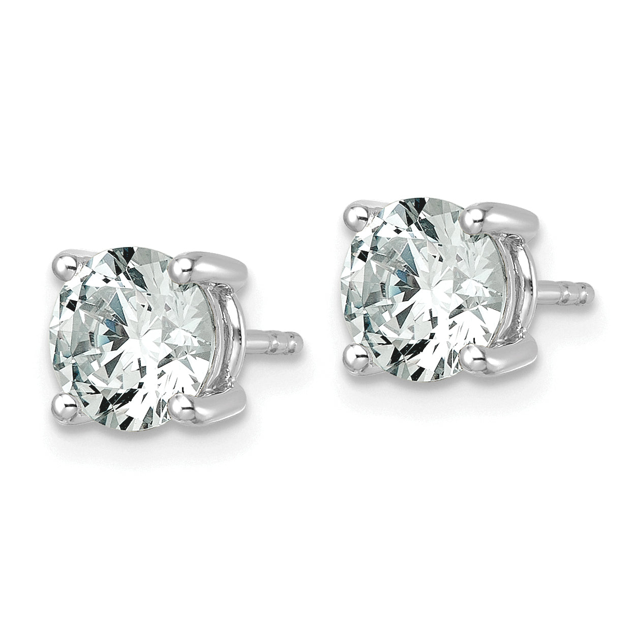 14k White Gold 2 1/2 carat Lab Grown Diamond VS+ F+ Round Complete Four Prong Lightweight Stud Earrings