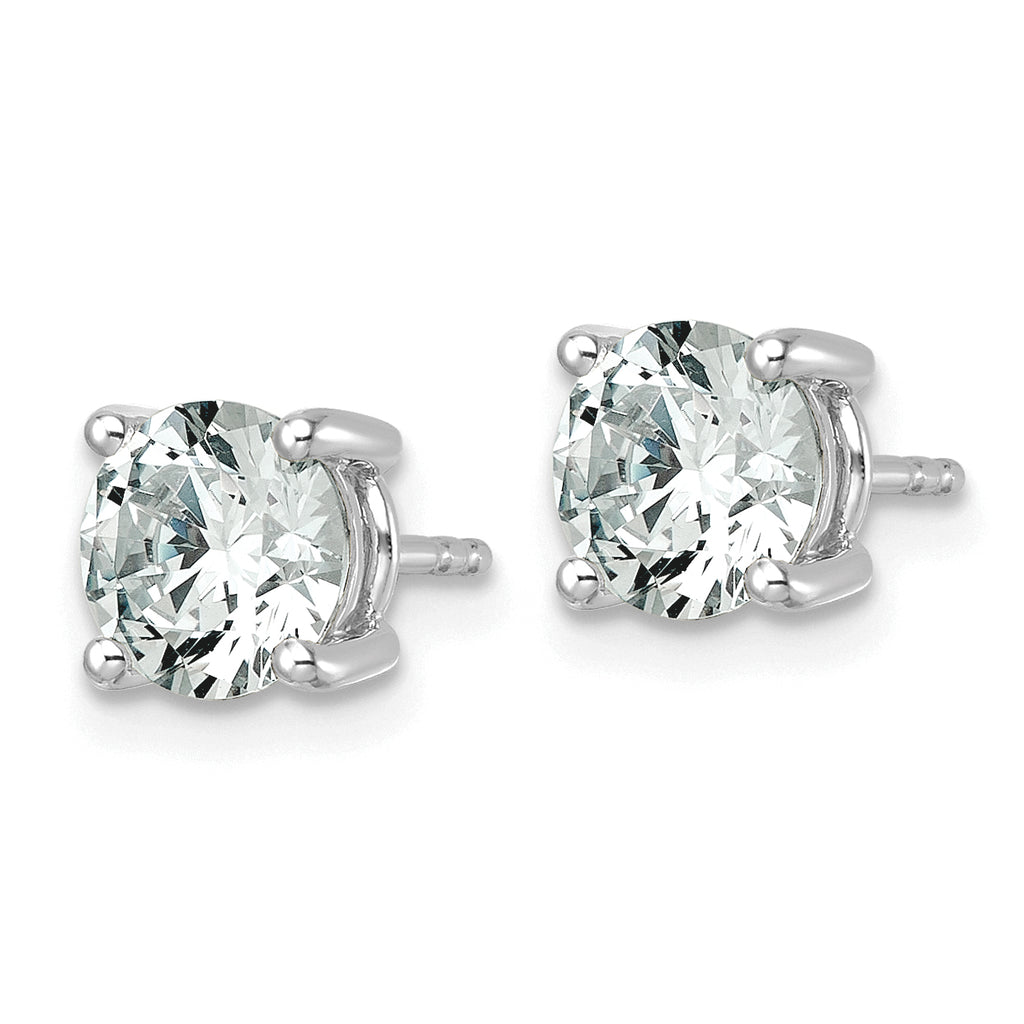 14k White Gold 2 1/2 carat Lab Grown Diamond VS+ F+ Round Complete Four Prong Lightweight Stud Earrings