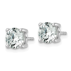 14k White Gold 2 1/2 carat Lab Grown Diamond VS+ F+ Round Complete Four Prong Lightweight Stud Earrings